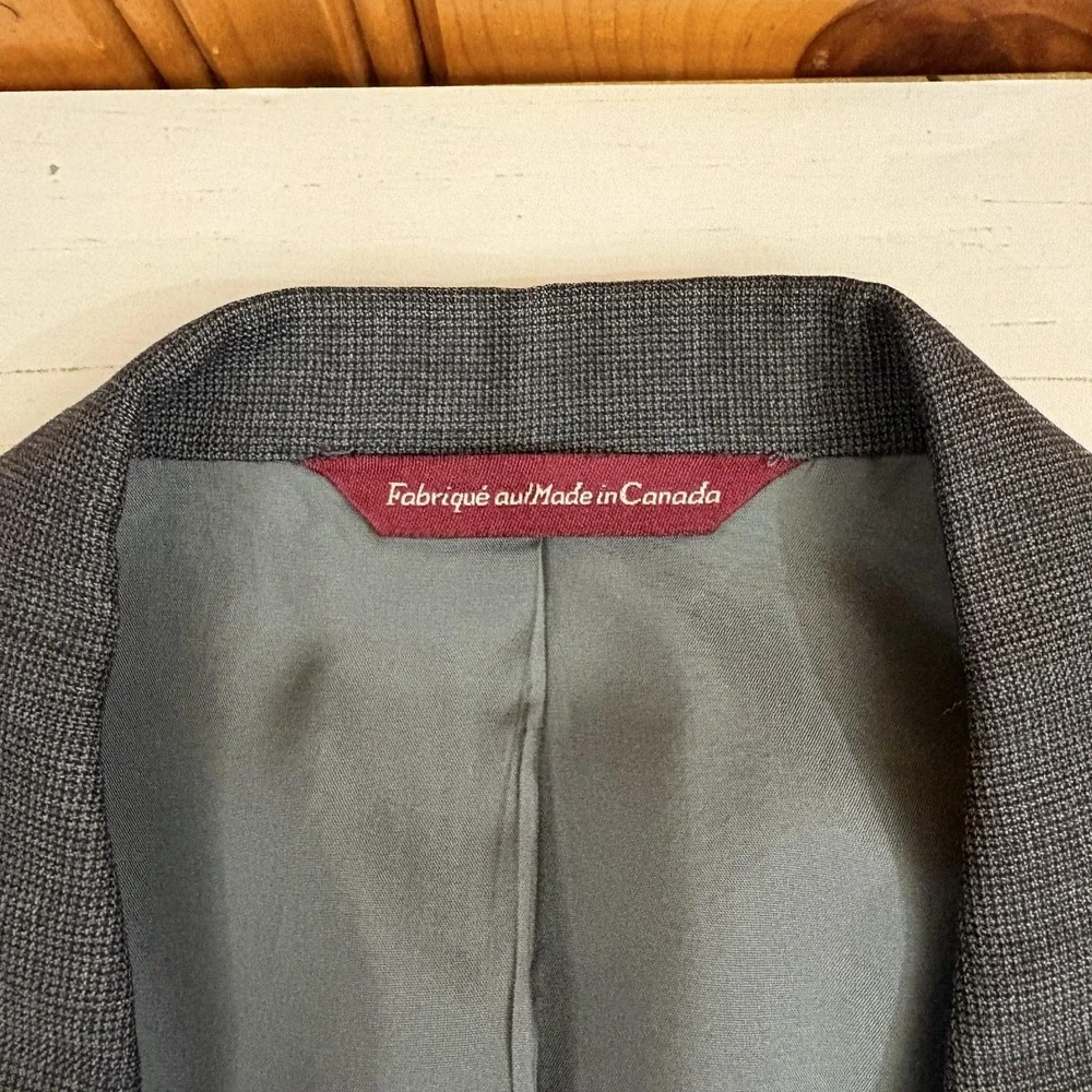 Samuelsohn Suit Mens 46L 37x28.5 Gray Check Wool 2 Pc Hunt Club Clothiers